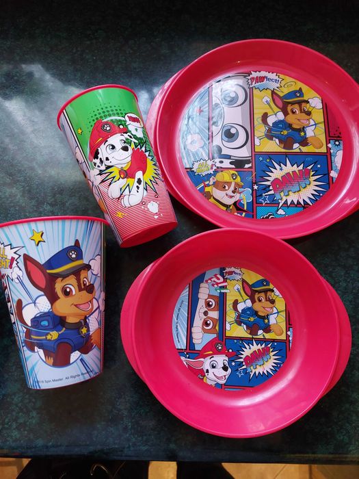 Zestaw naczyń talerzyk kubek Psi patrol