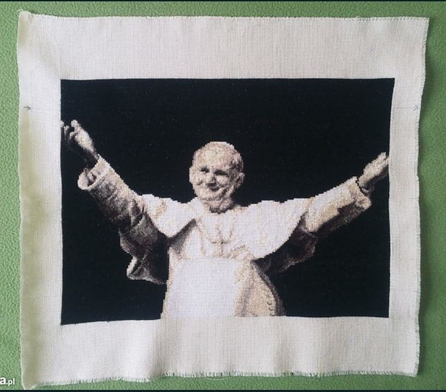 Jan Paweł II wyszywany haft krzyżykowy