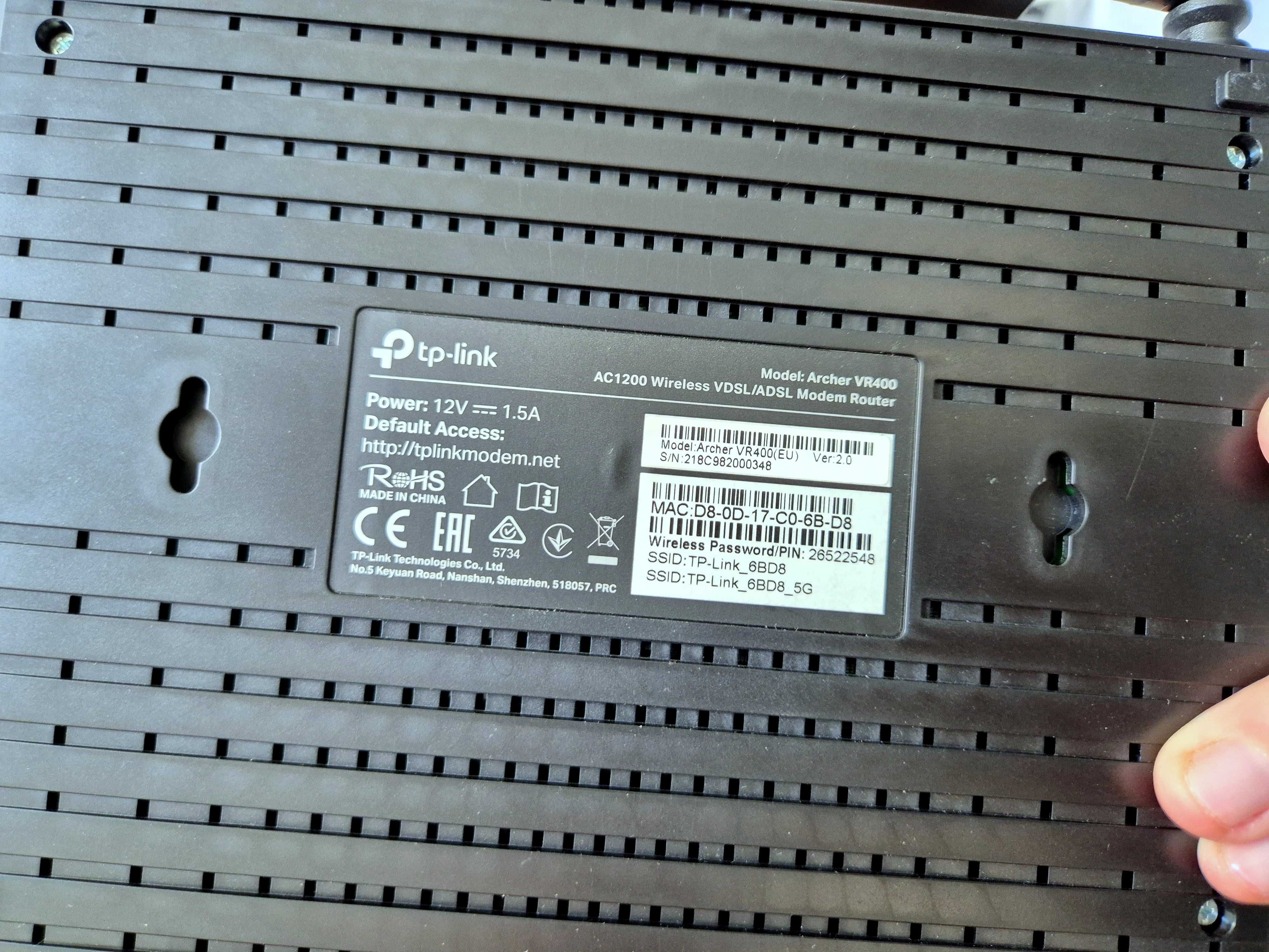 Router TP-link Archer AC1200 Wireless VDSL/ADSL 5 GHz