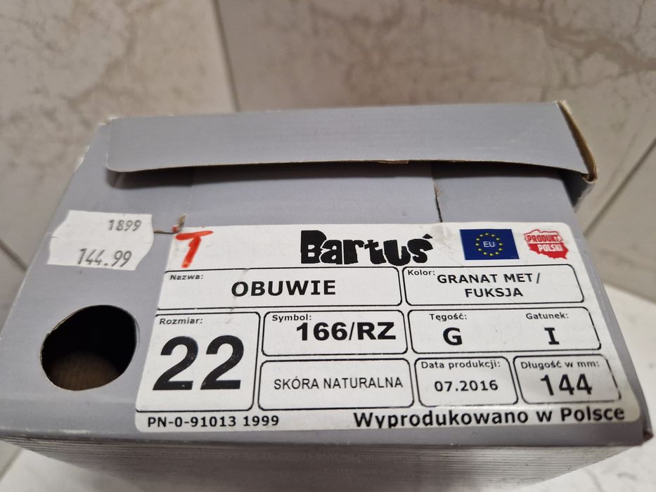 Butki, buciki, buty dziewczęce na jesień BARTUŚ rozmiar 22 SKÓRA