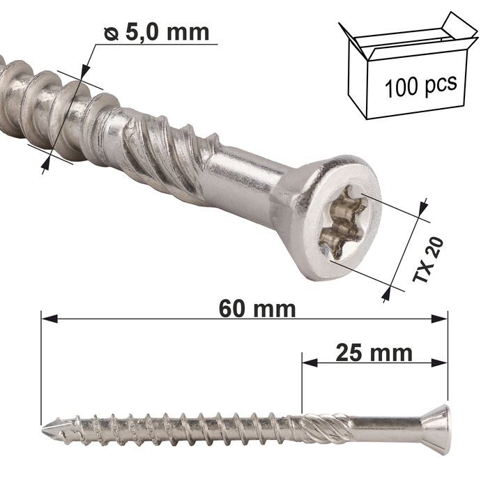 wkręty do podłóg i tarasów inox a2 wn 5.0x060