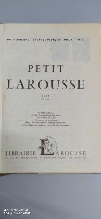 Dicionário de Francês Petit Larousse 1965