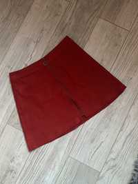 Zamszowa bordowa spodnica spodniczka z zamkiem z przodu S