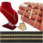 Elegancki Męski Złoty Łańcuszek + Zawieszka Krzyż 925/585 Prezent Dla