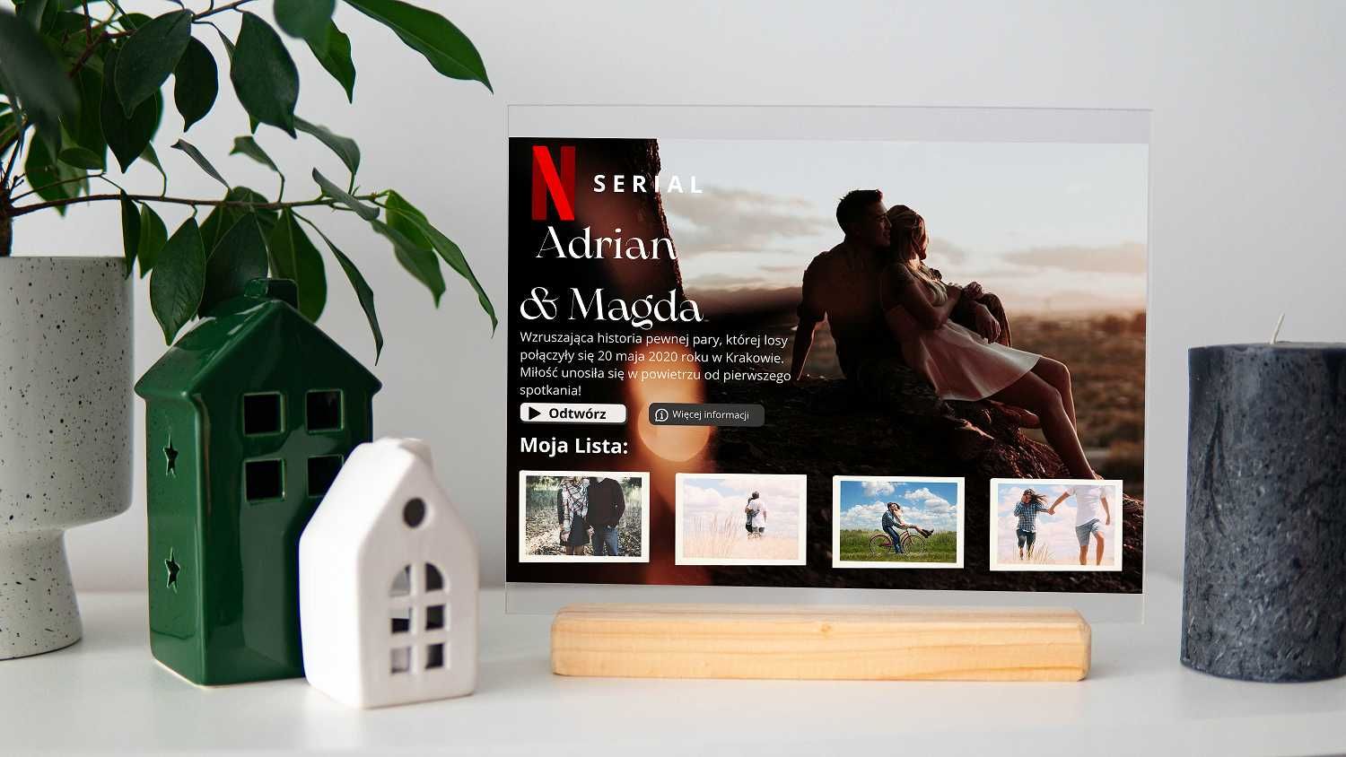 Ramka ze zdjęciem na szkle akrylowym Netflix PERSONALIZOWANY PREZENT