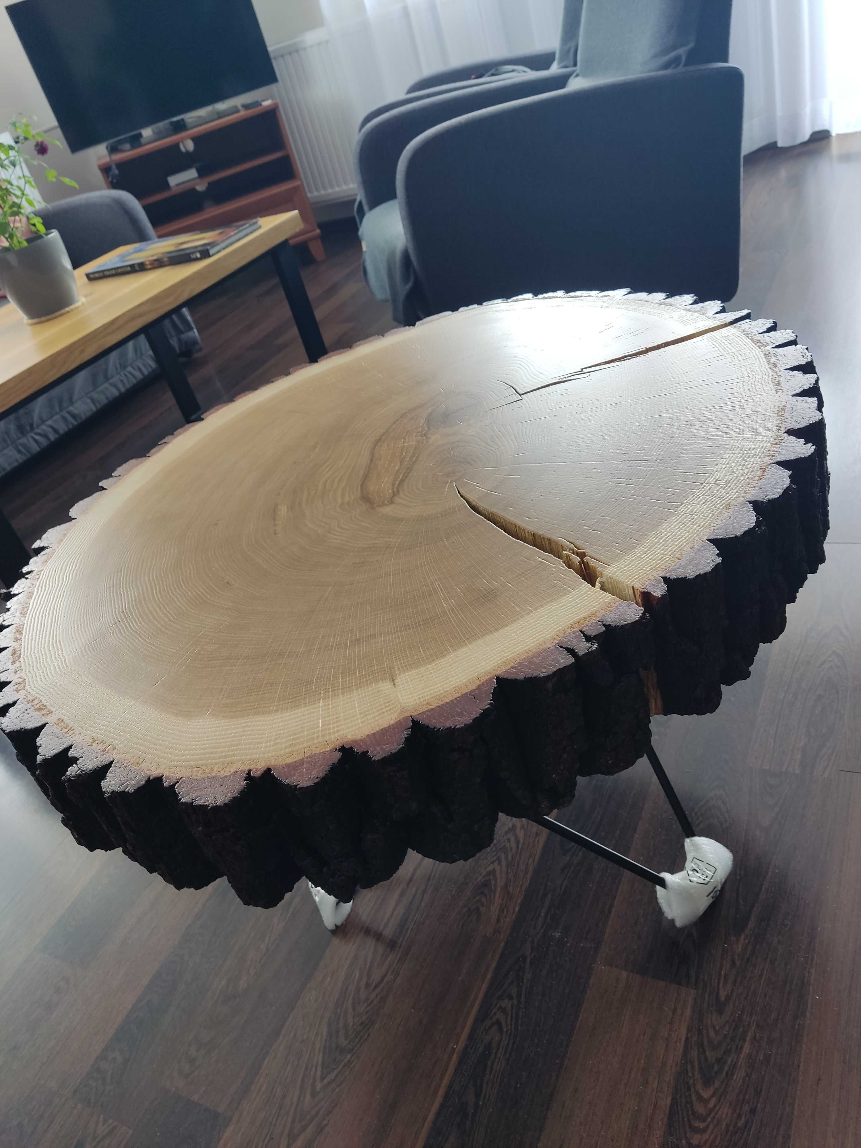 Stolik debowy plaster drewna