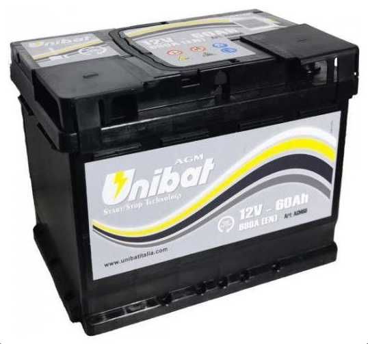 Akumulator UNIBAT AGM 60Ah 680A Start Stop Łódz Kamper