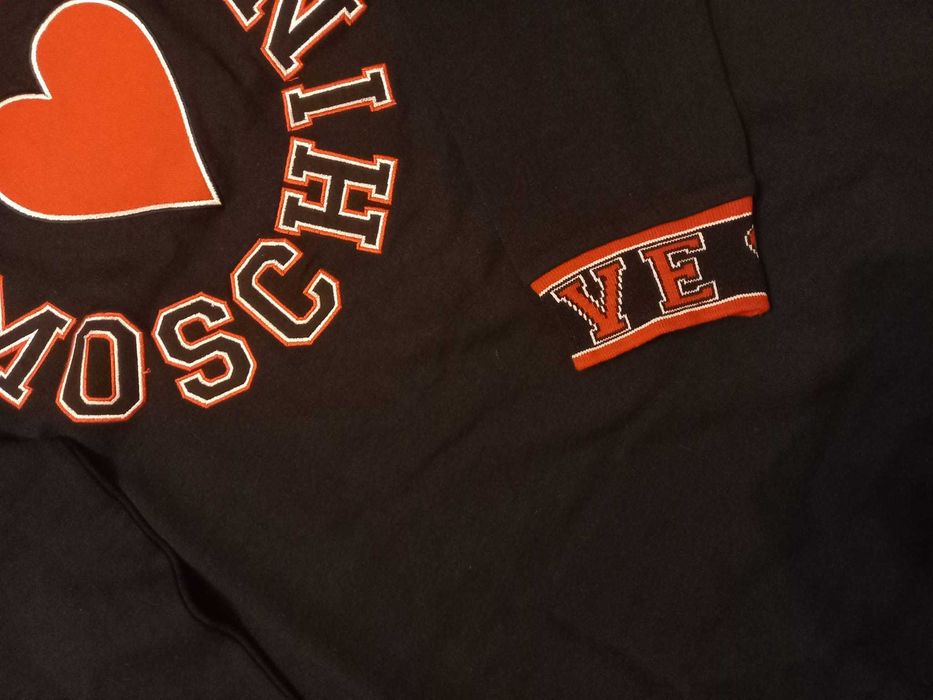 Love Moschino Bluza logowana długa czarna mini sukienka - 40 / 42