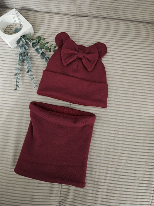 Zestaw zimowy bordowy 52-54 cm