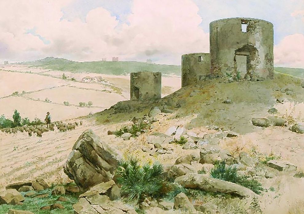 "Moinhos em ruínas no Penido" de Alfredo Roque Gameiro.