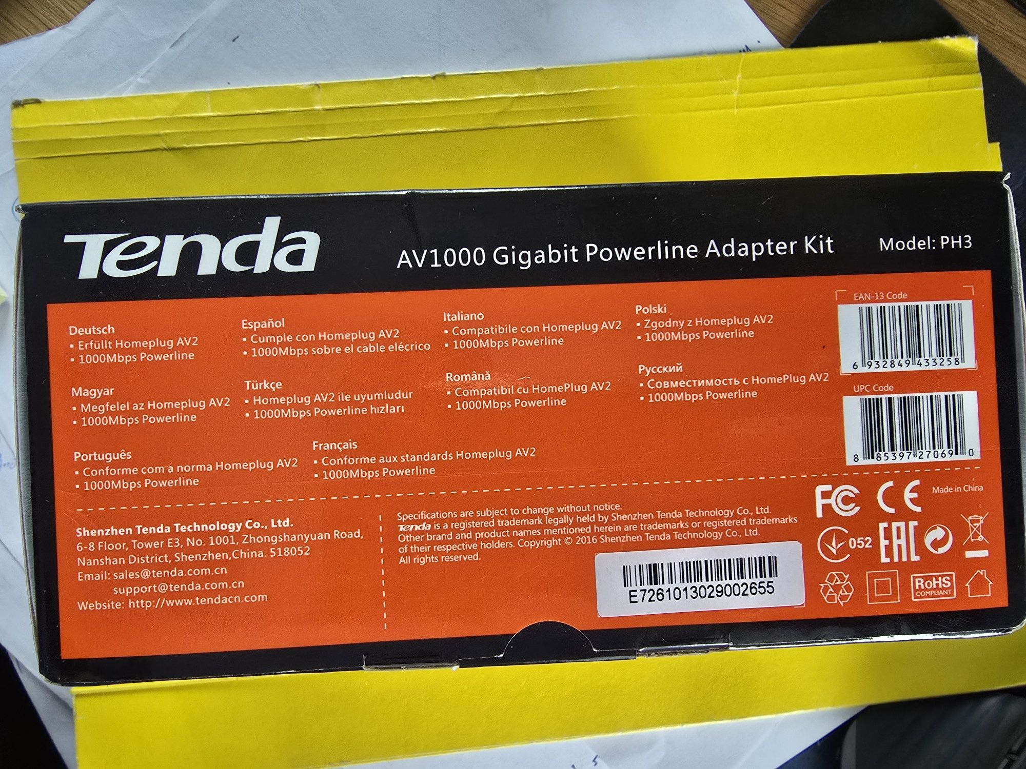 TENDA AV1000 GIGABIT PH3 Internet przez prąd