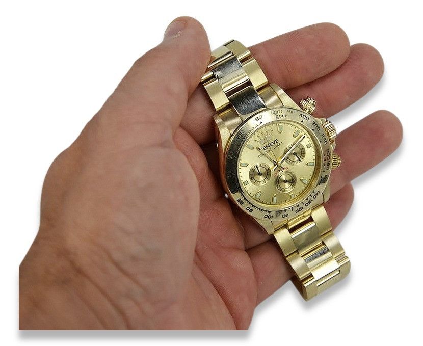 Złoty zegarek z bransoletą męski 14k Geneve mw014ydg&mbw017y Gdańsk