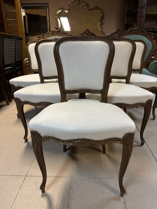 Krzesła Stylowe Skóra Nowa Tapicerka Ludwik 6 sztuk Zestaw Komplet