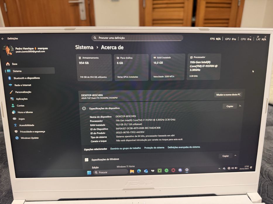 Notebook game Asus Tuf Dash f15