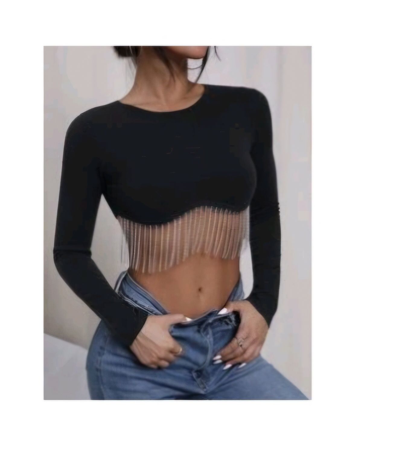 Top preto com brilhantes