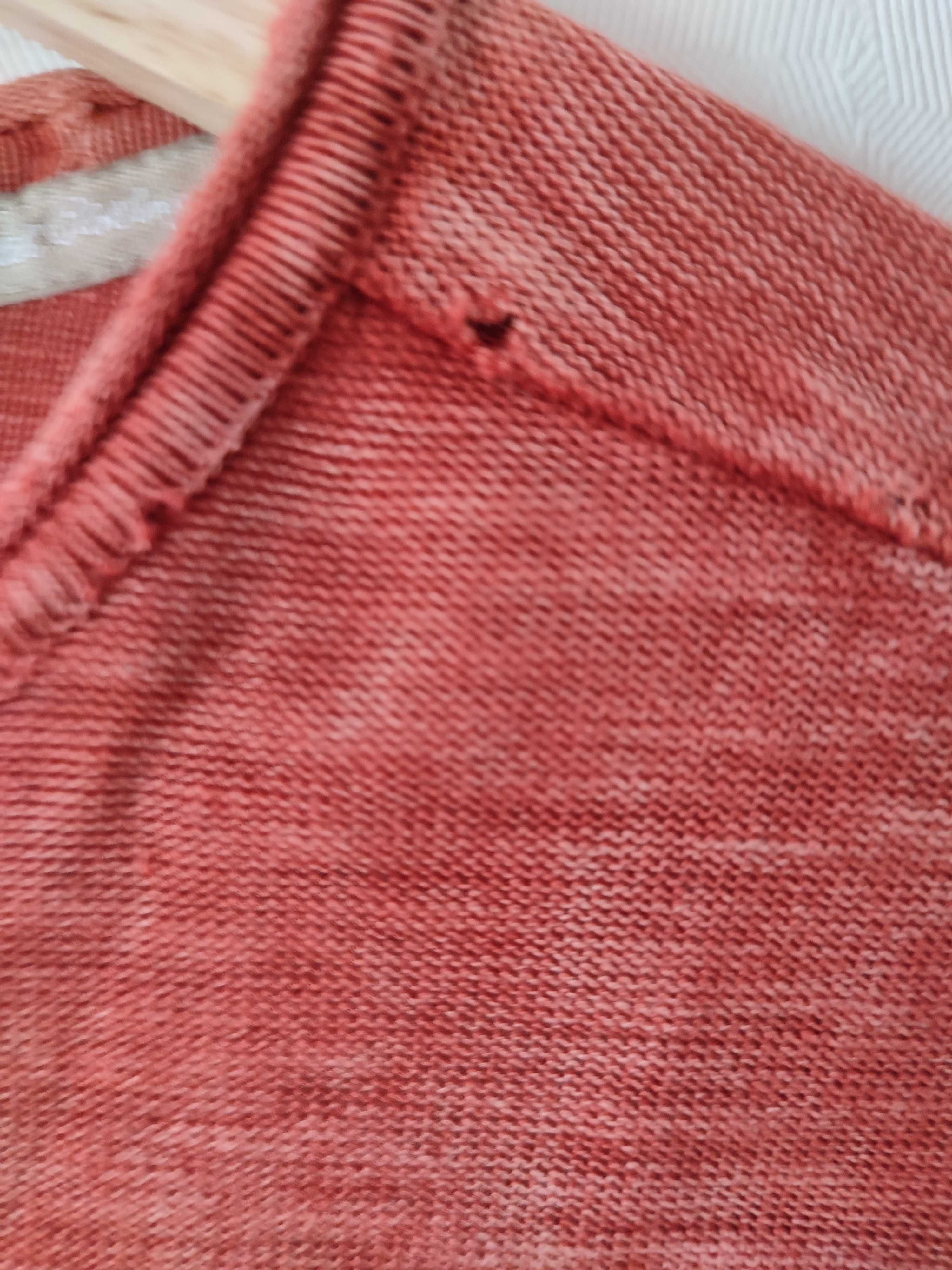 Czerwona koszulka longsleeve męski M długi rękaw bawełna