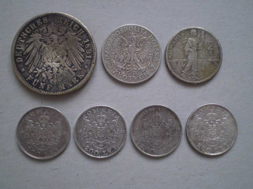 Срібні монети 5 марок 1891 Германія 5 злотих 1933 2 і 200 лей 1912-42