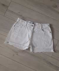 Białe jeansowe spodenki szorty z przetarciami r.S