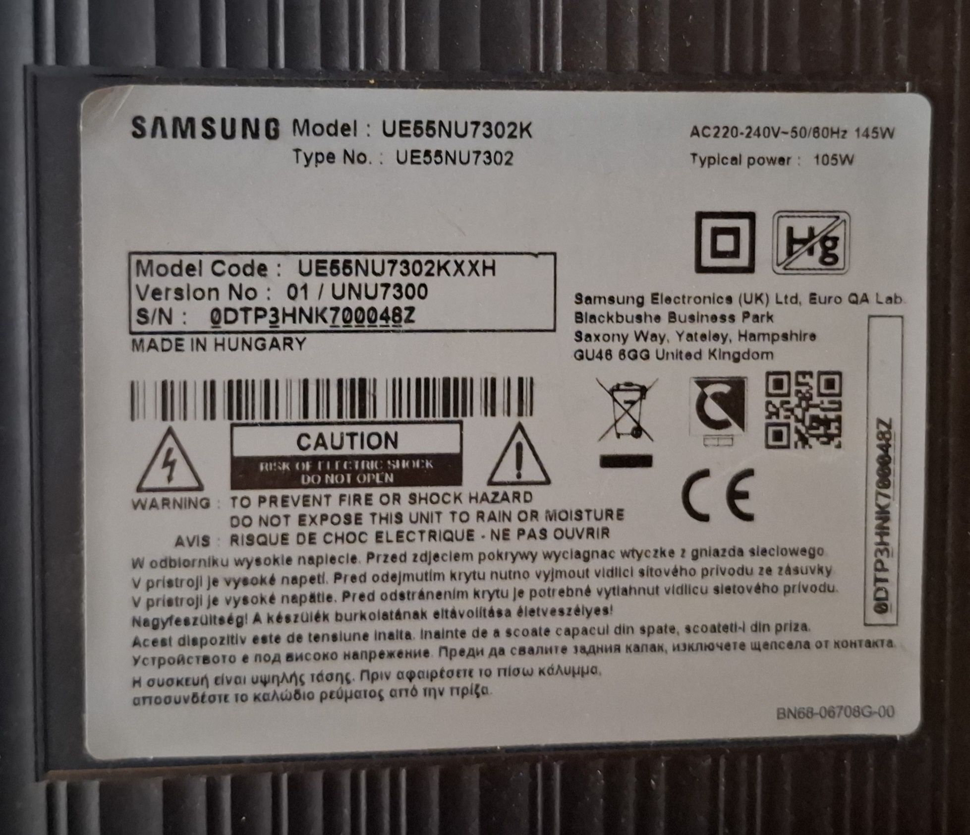 Ultra HD 4K telewizor Samsung UE55NU7302K / Wi-Fi / Smart TV