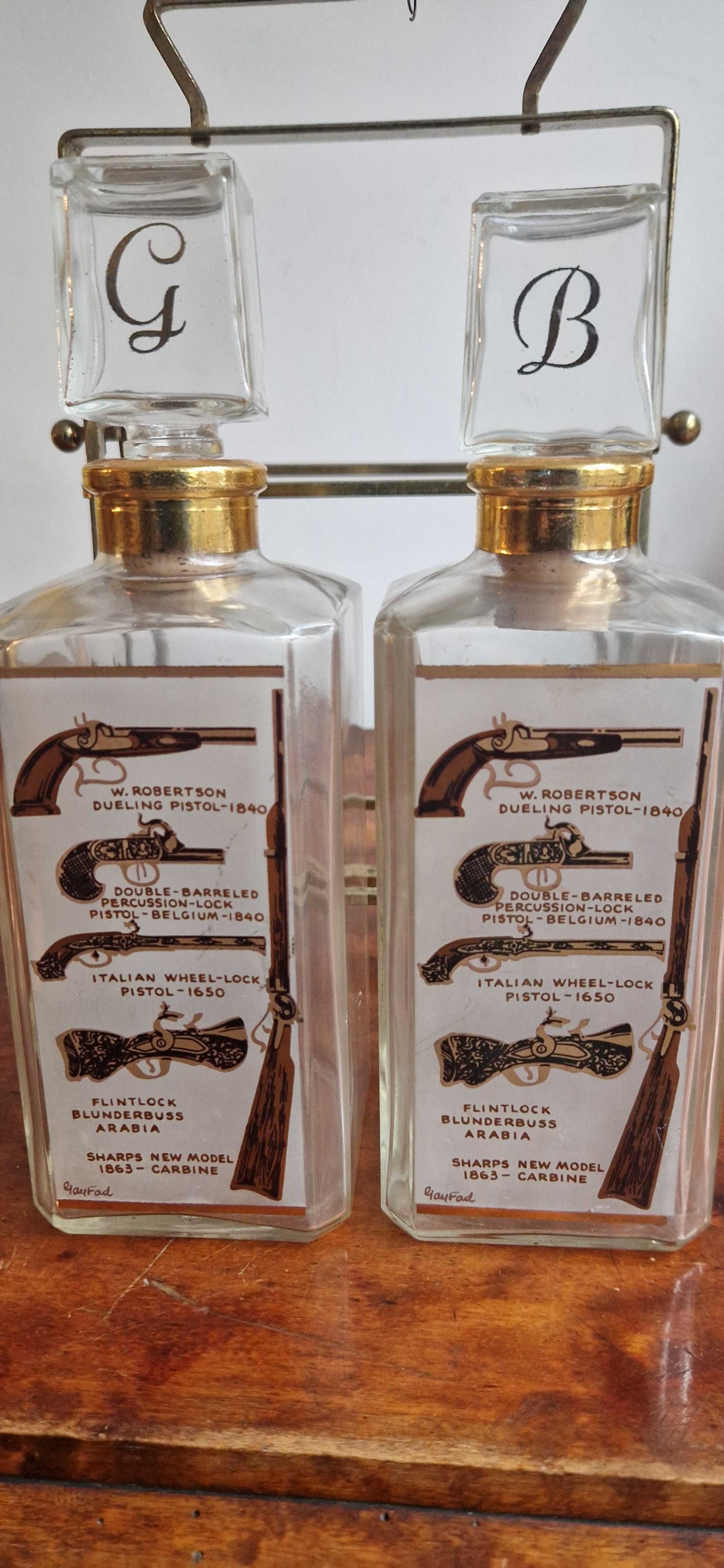 Dekanter karafka dekor Francja I pol. XXw. Stojak brandy whisky antyk