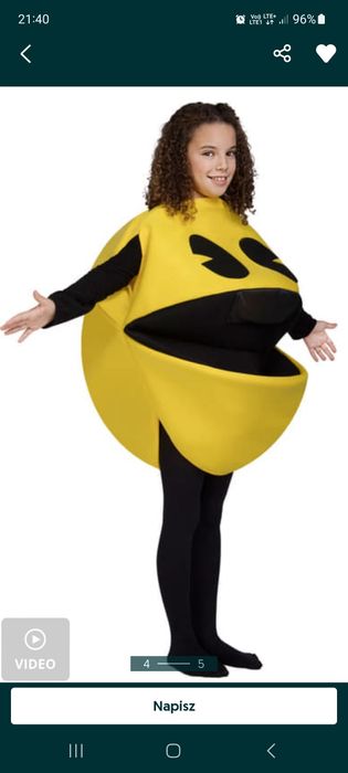Pac-man 6-8 lat Bal przebranie  strój karnawalowy