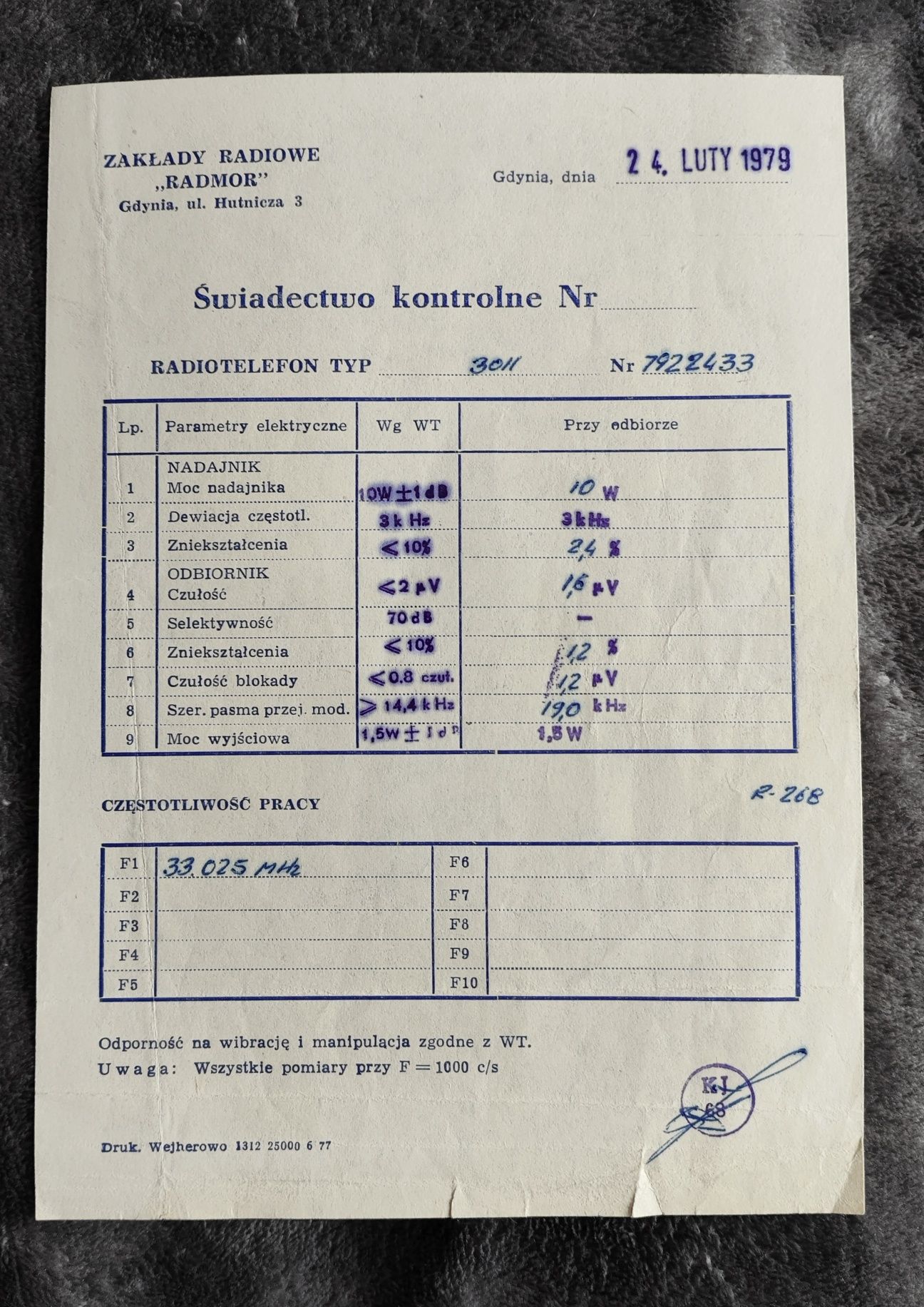 Unitra radiotelefon 3001-40 instrukcja techniczna