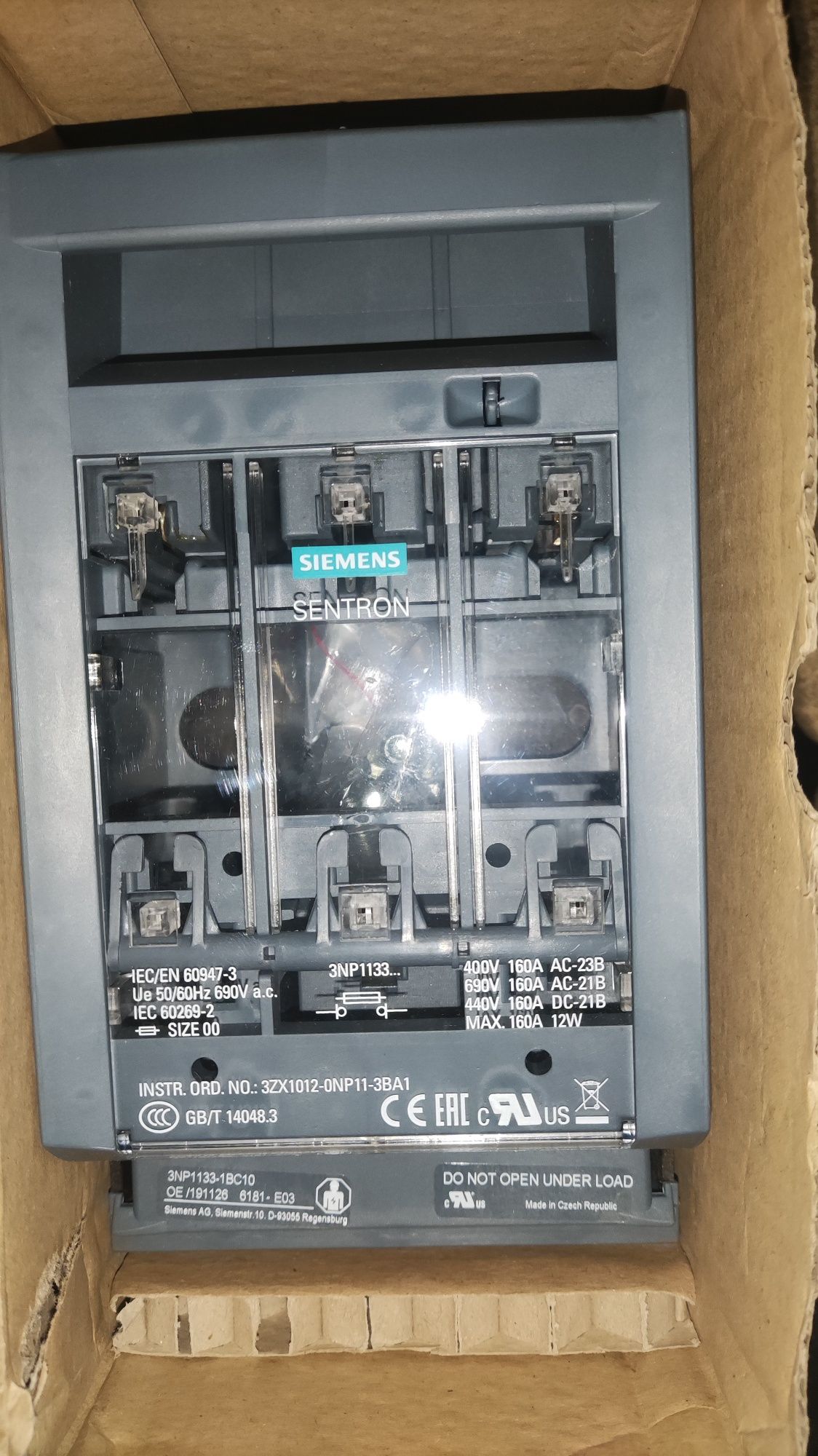 Rozłącznik bezpiecznikowy 3P 160A NH00  Siemens 3NP1133-1BC10