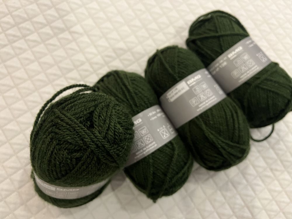 Lã de tricô verde escuro