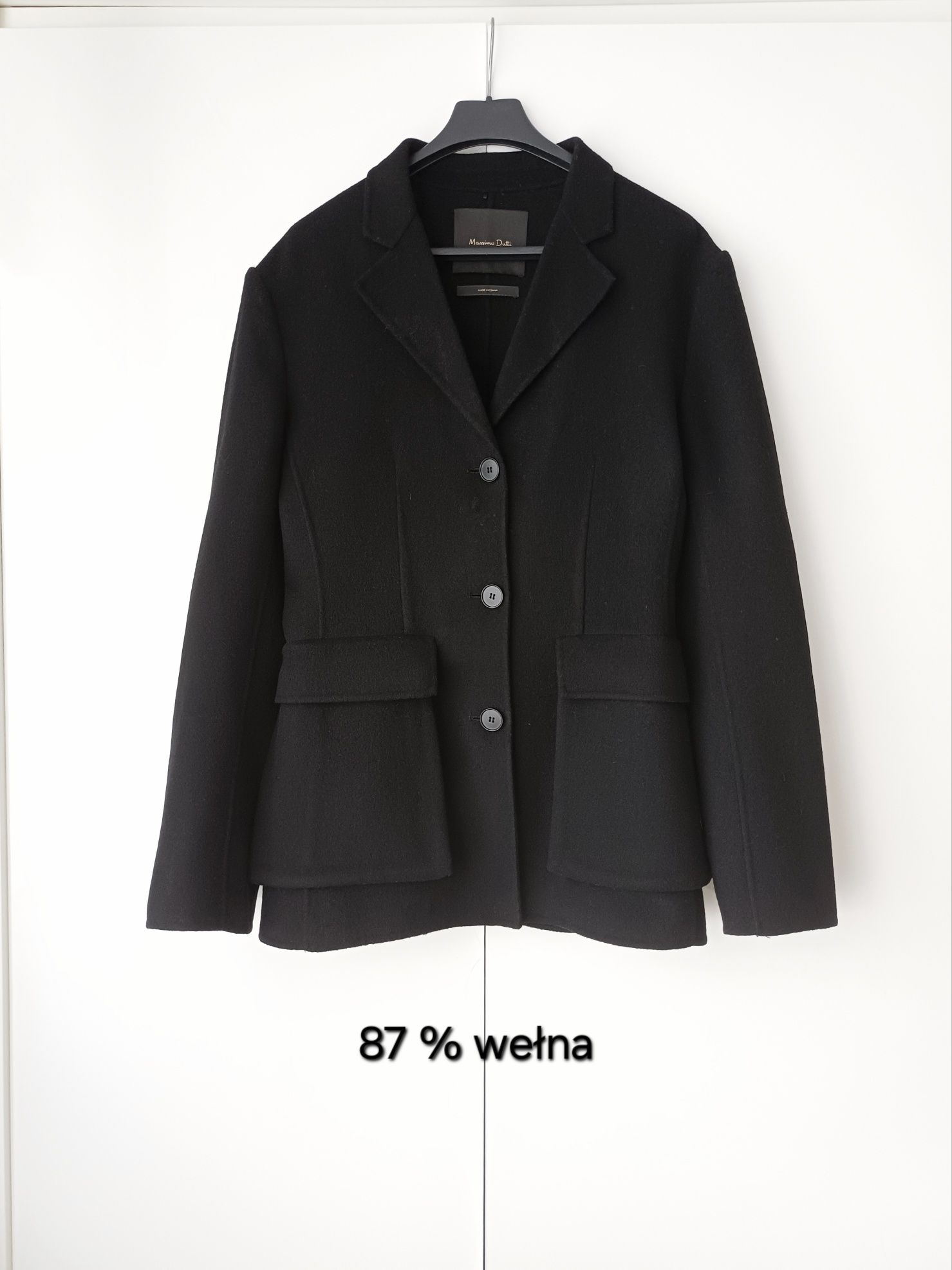 Massimo Dutti wełniany płaszcz krótki przejściowy wełniana kurtka hit