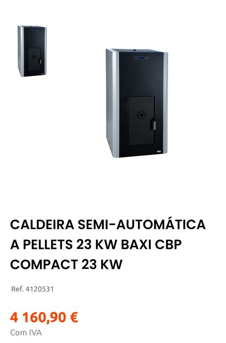 Caldeira Pellets Baxi e tubagem exaustão.