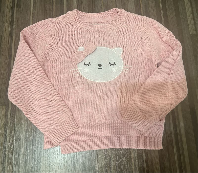 Sweterek dla dziewczynki dziewczęcy różowy kotek 104