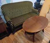 Komplet wypoczynkowy- sofa rozkładana, fotel, stolik Ludwik