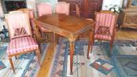 ANTYK królewski zestaw komplet stół + 6 krzeseł drewno - ponad 100 lat