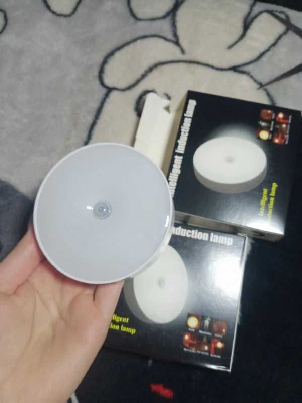 Кругла LED лампа, нічник з датчиком руху та освітленності