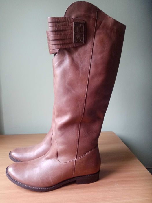 Skórzane długie kozaki