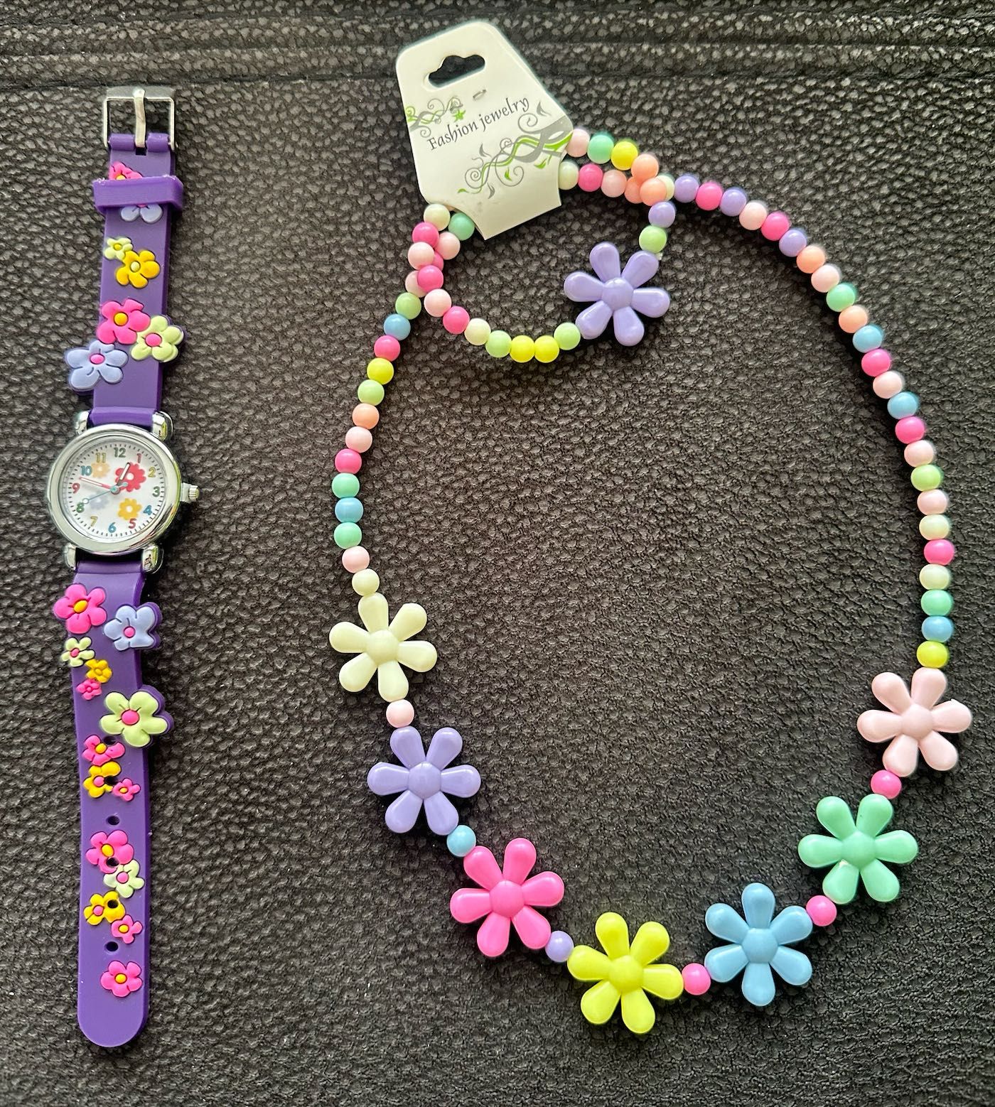 Relógio (Roxo ou Rosa) + Colar + Pulseira Criança Novo
