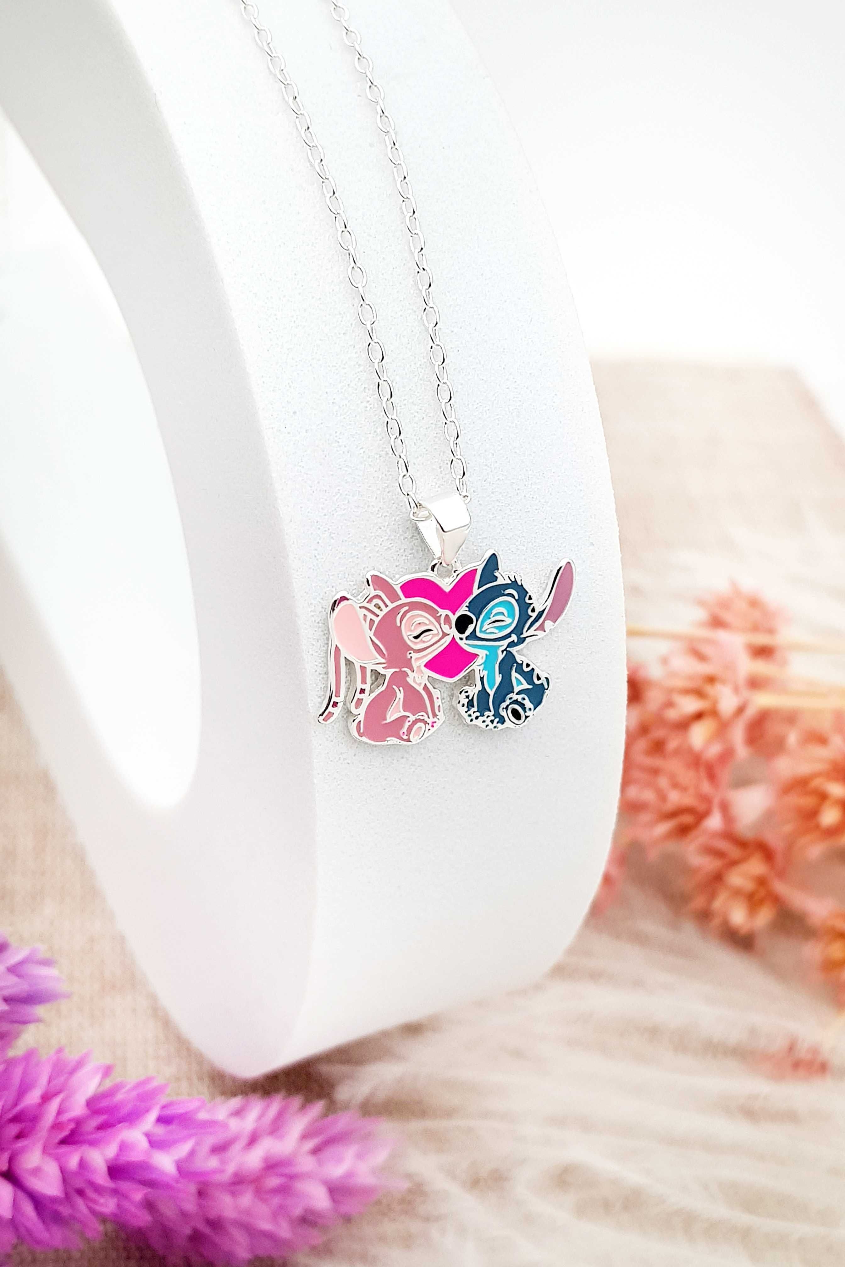 Srebrna celebrytka z kolorową emalią Stitch i Andzia Disney pr. 925