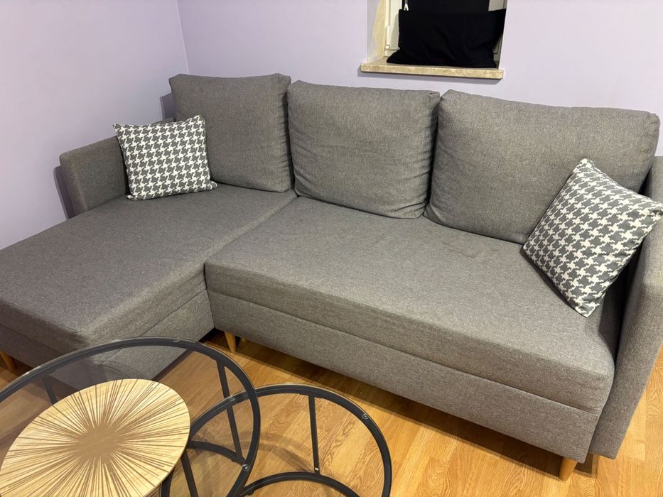 Kanapa sofa szara wygodna do spania używana stan bardzo dobry