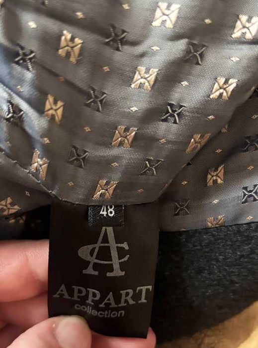 Пальто мужское Appart, серое, шерсть, длинное, осеннее, зимнее, 48