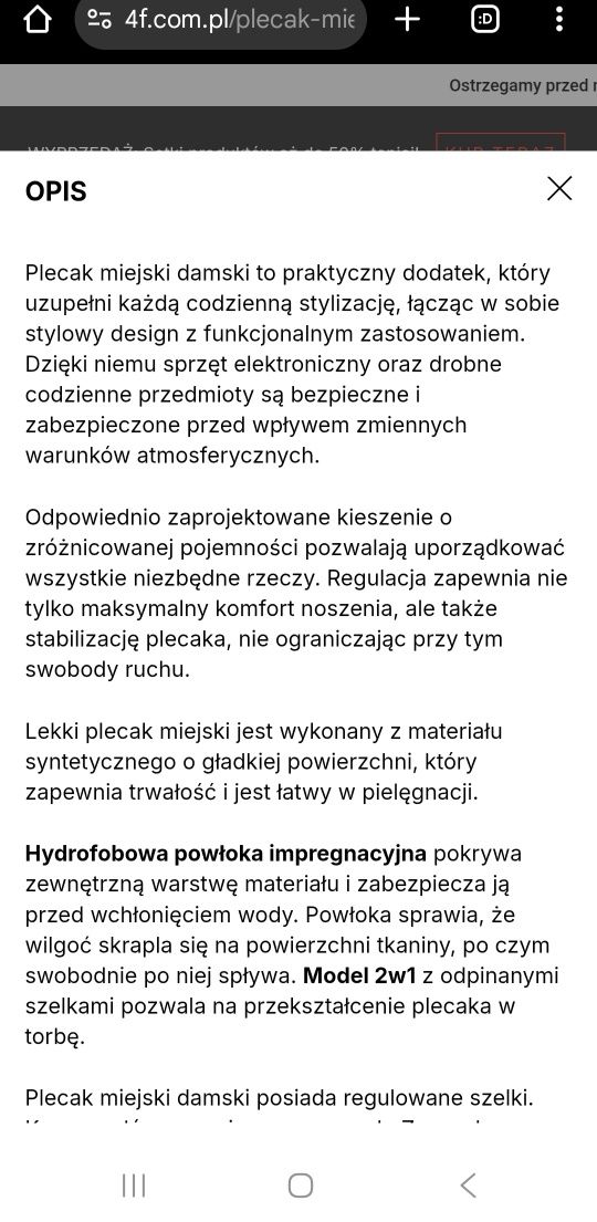 Plecak 4 f nowy 2 w 1