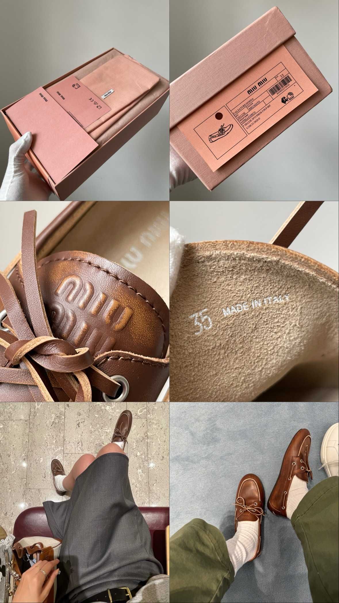 Лоферы Miu Miu Unlined bleached leather boat shoes лоферы миу миу