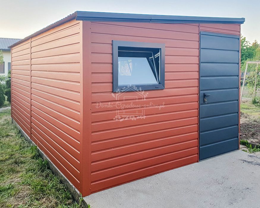 Domek Ogrodowy 2,5x4m - Jasny Brąz - Antracyt - Rynny spad w bok ID646