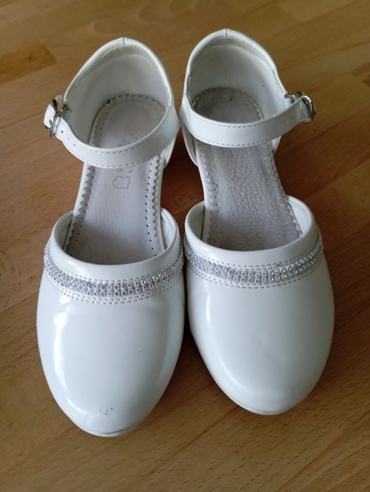 Buciki buty lakierki dziewczęce białe komunia wesele rozmiar 35