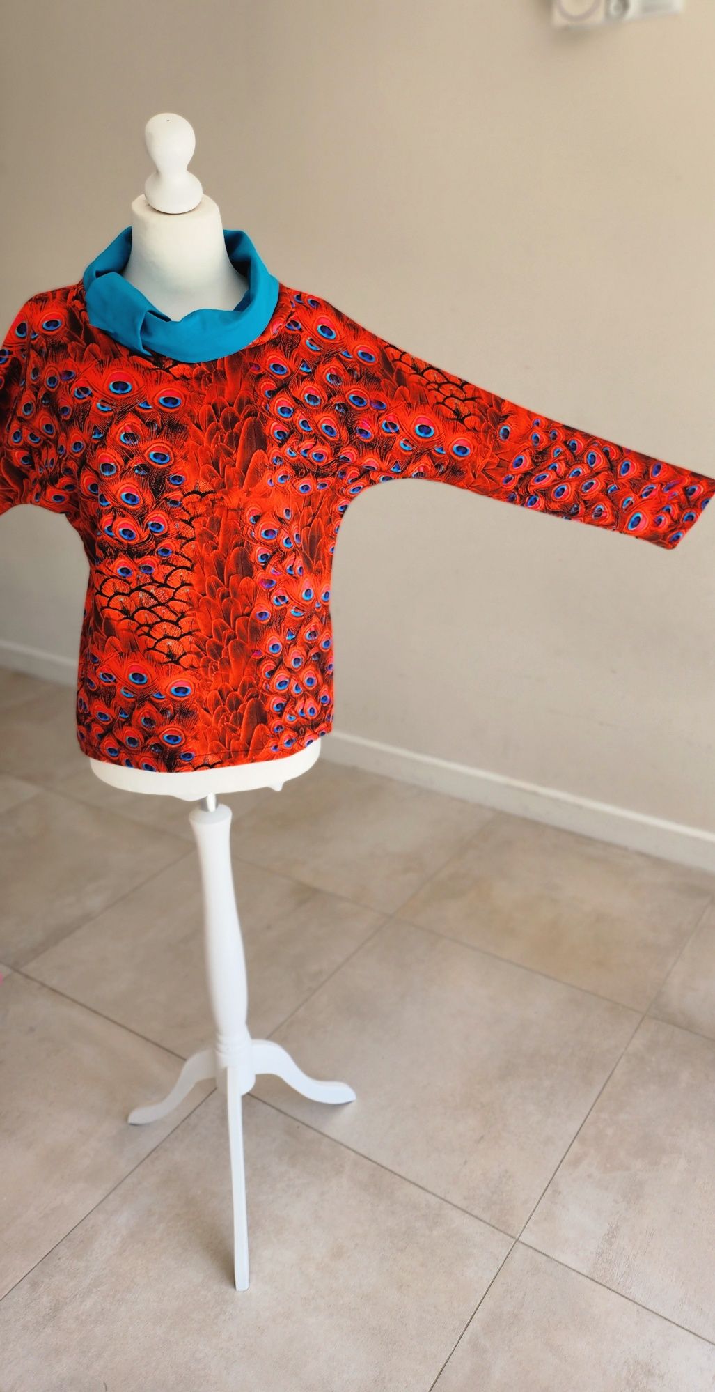 Bluza oversize print pawie pióra jak garczyńska zygzak okee