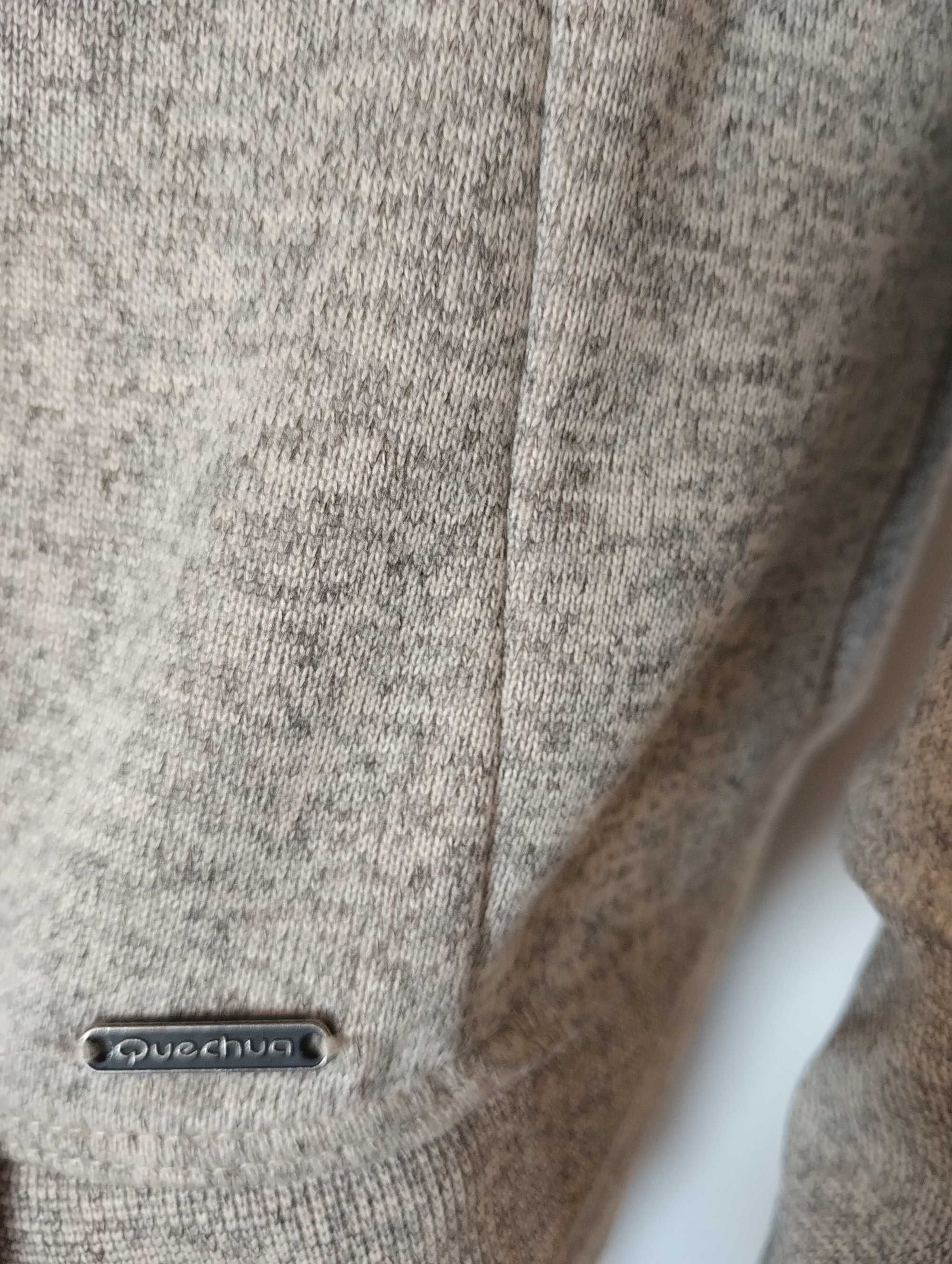 Bluza Quechua r. XL – beżowa, ciepła, z łatami