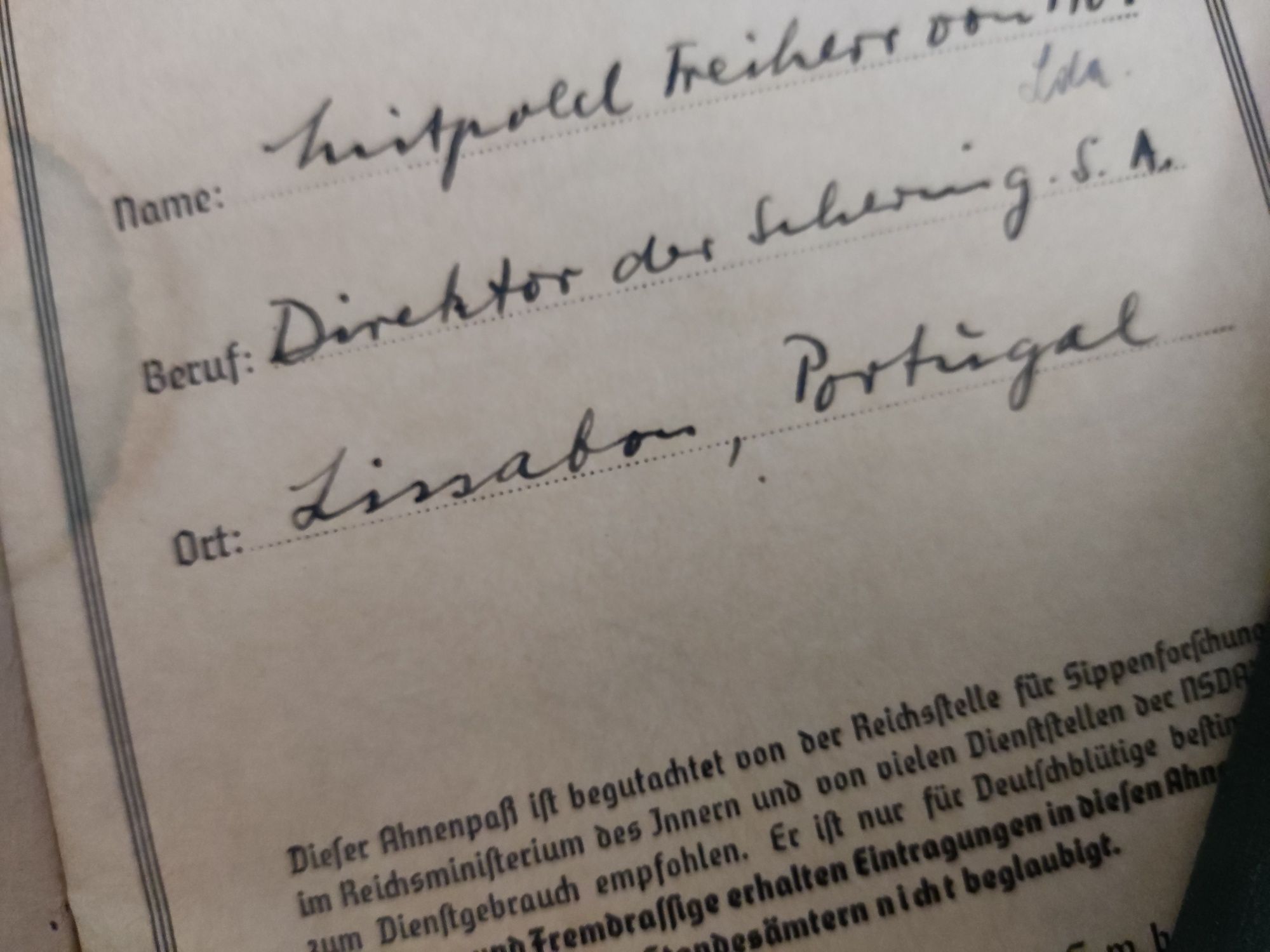 2 documentos históricos  Ahnenpass "Ahnenpaß"