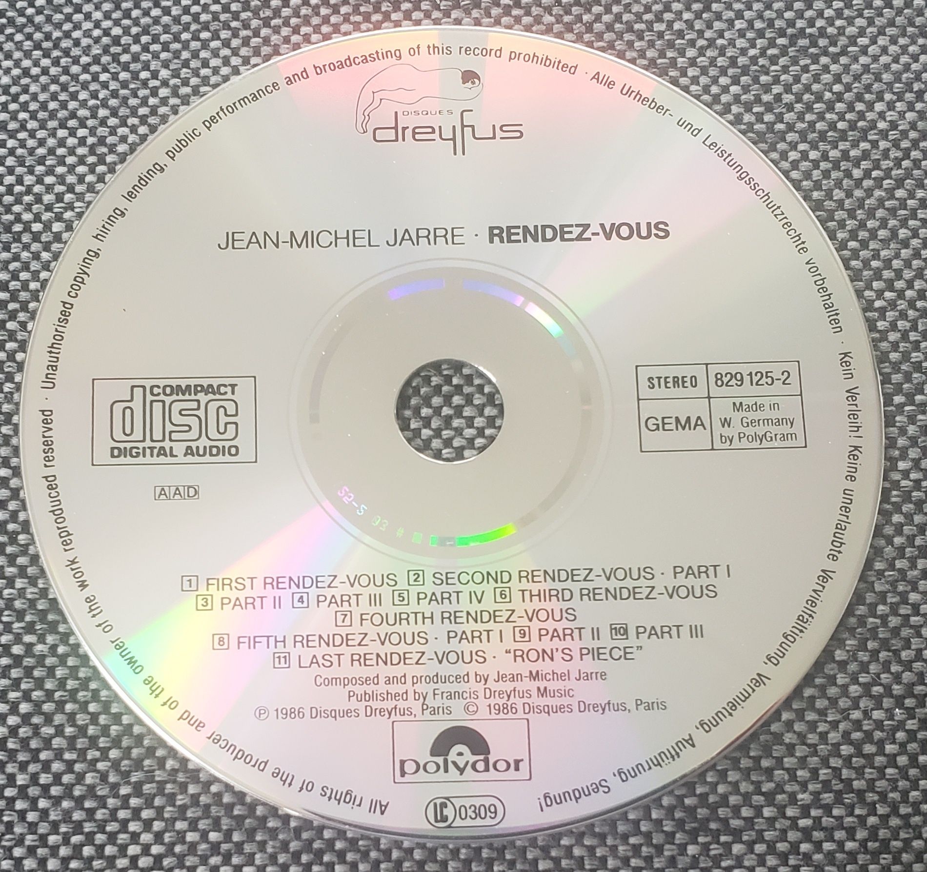 Jean Michel Jarre Randez-Vous CD 1986 West Germany