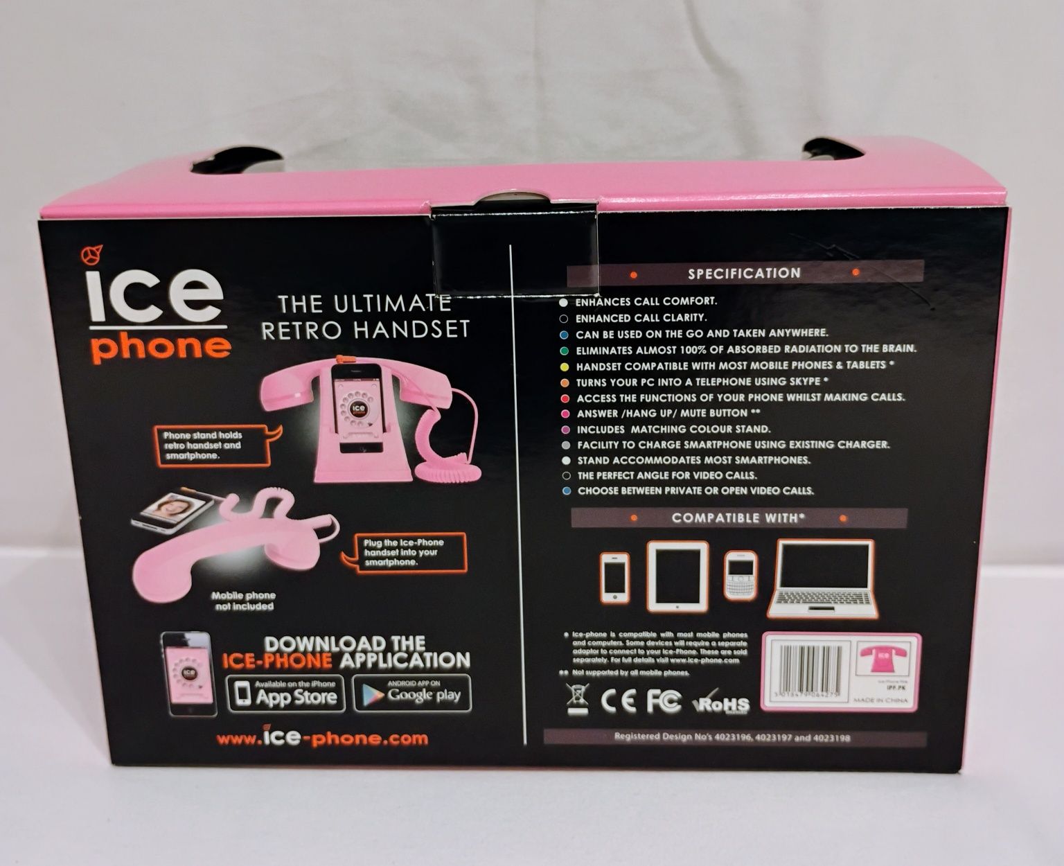 Słuchawka Ice-Phone w stylu retro – różowa