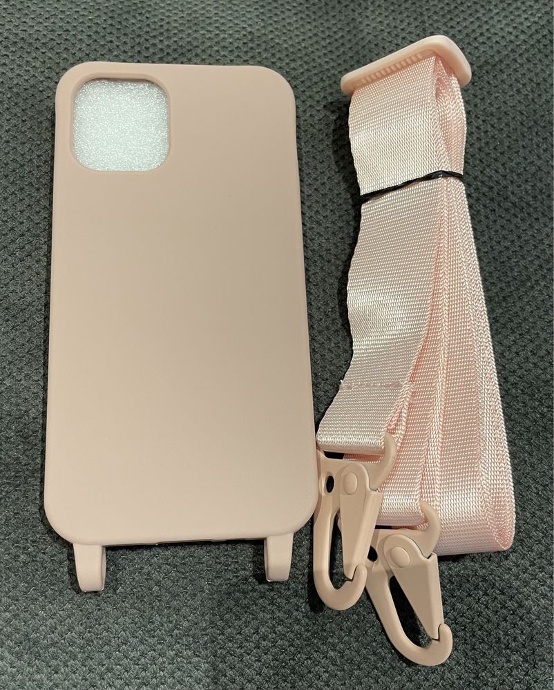 iPhone 12 mini silikonowe etui na telefon ze smyczą/paskiem crossbody