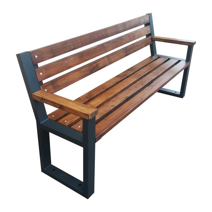 Ławka LOFT industrialna z podłokietnikiem 187 cm profl metal drewno